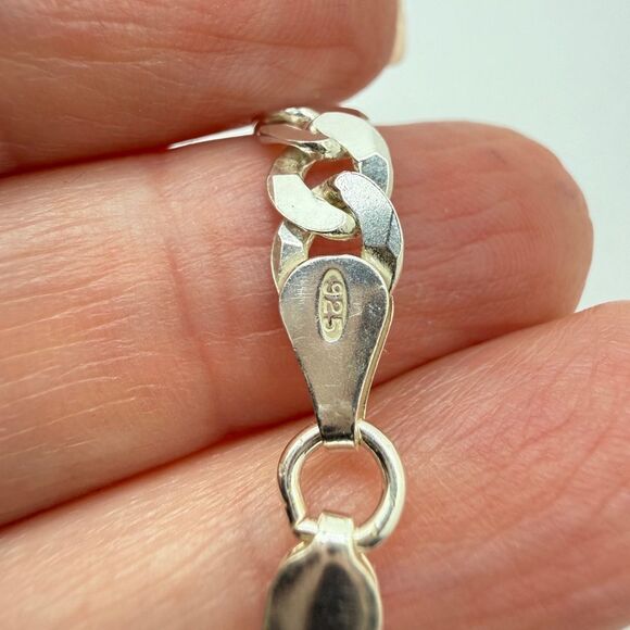 ~7.25" Thick cuban link bracelet, marked sterling silver and italy! - Picture 10 of 12